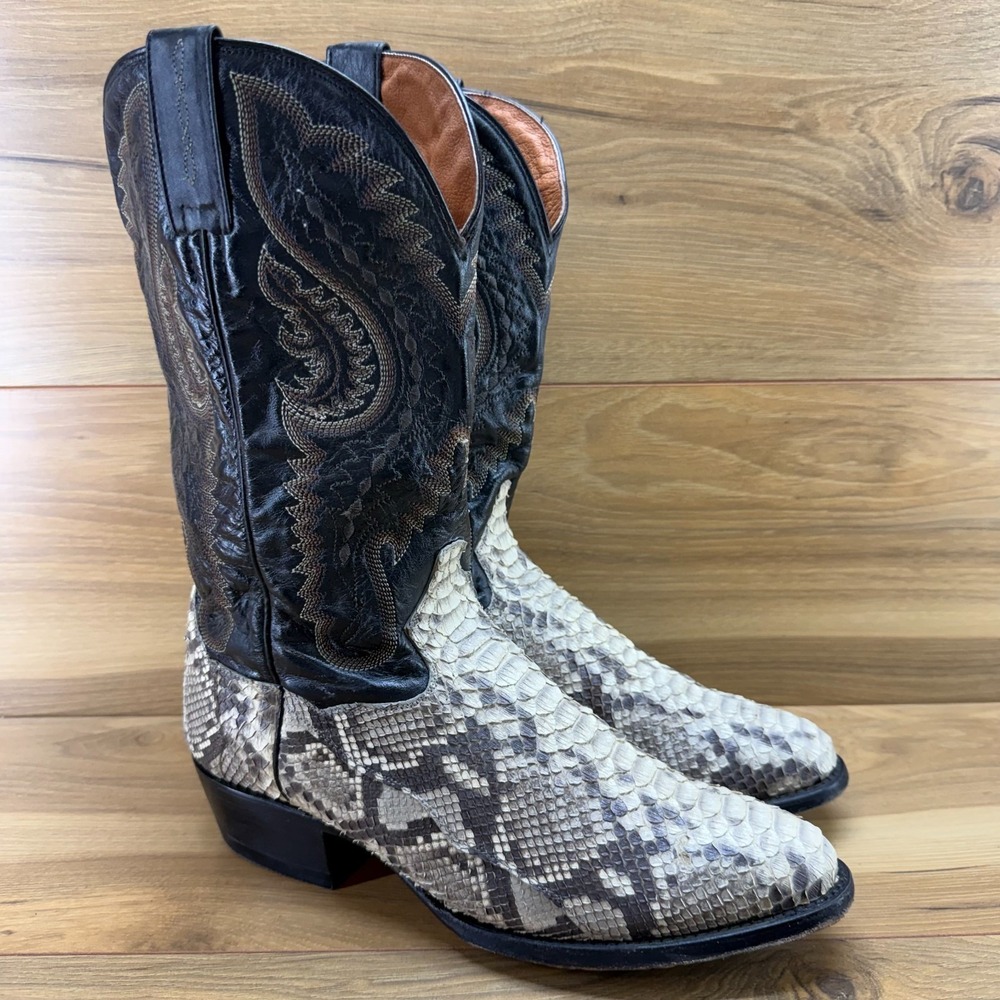 DAN POST Natural Python Exotic Western Boots Mens 10 D Cowboy Rodeo 3036